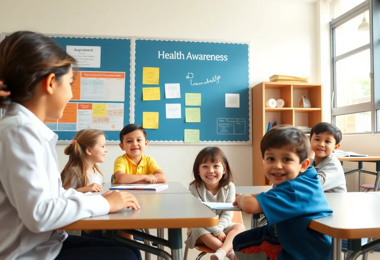 Rubella awareness information displayed in a school environment