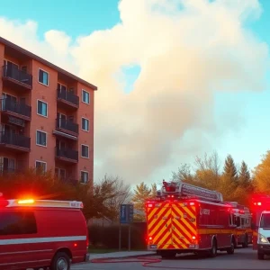 Firefighters at the scene of an apartment fire in San Antonio