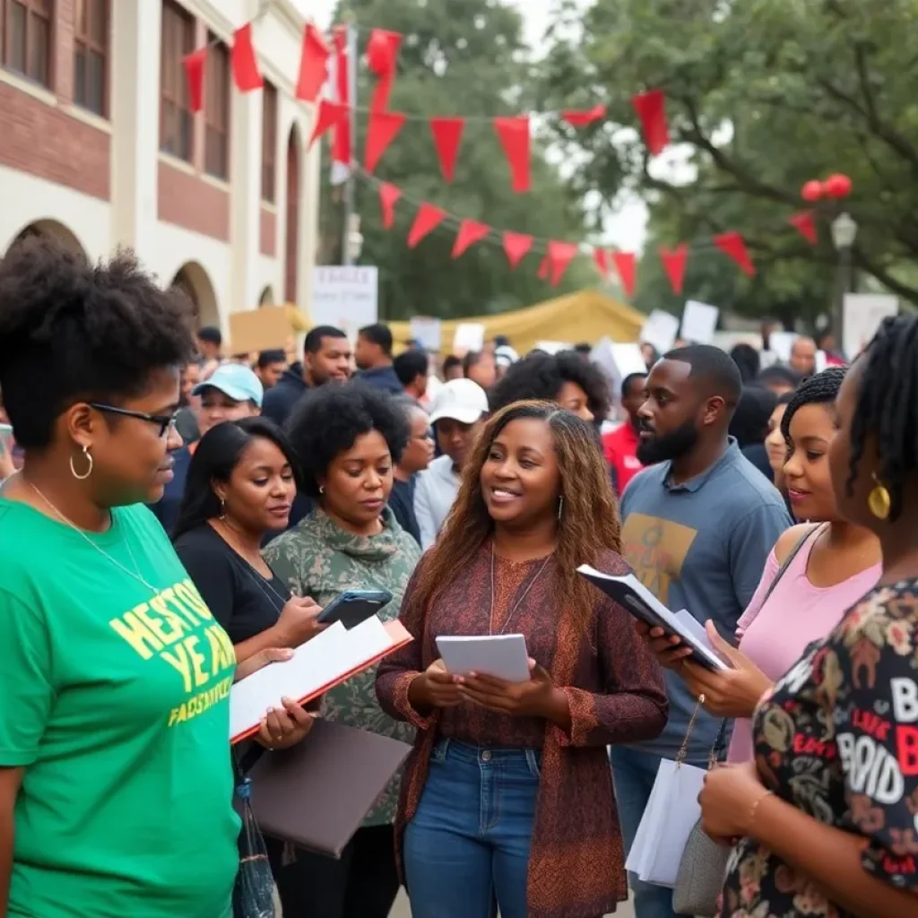 Community members in San Antonio celebrating Black History Month with a focus on education and unity.