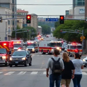 Emergency response vehicles at an accident scene in San Antonio