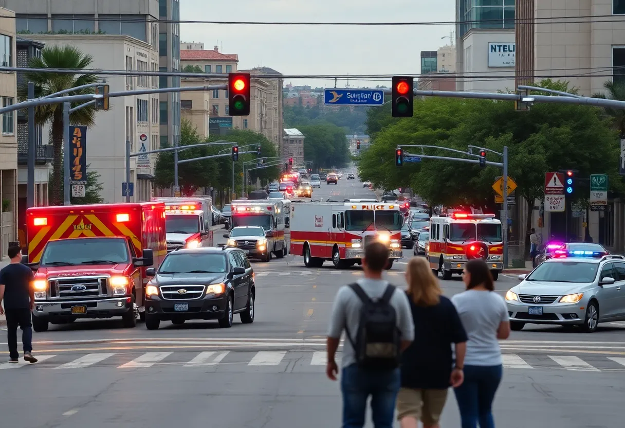 Emergency response vehicles at an accident scene in San Antonio