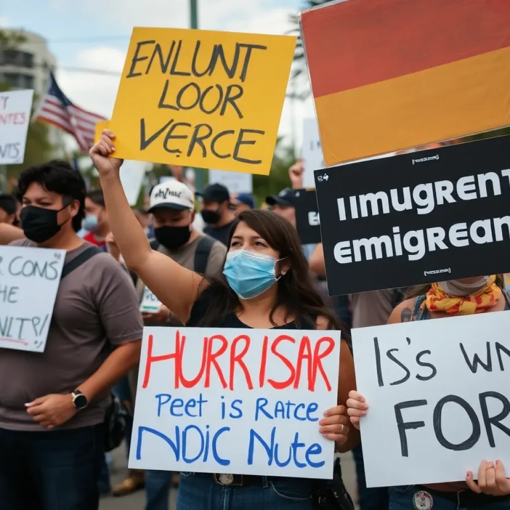 Protesters in San Antonio advocating for immigrant rights