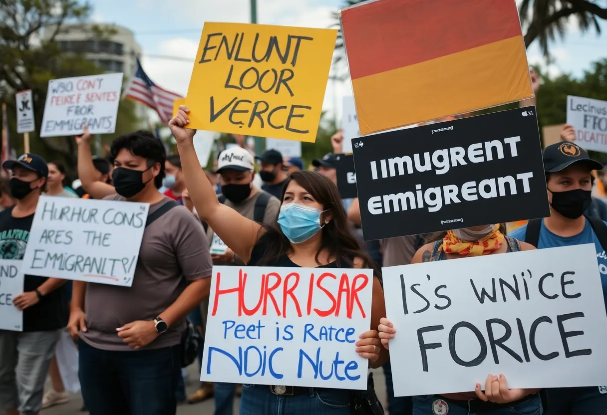 Protesters in San Antonio advocating for immigrant rights