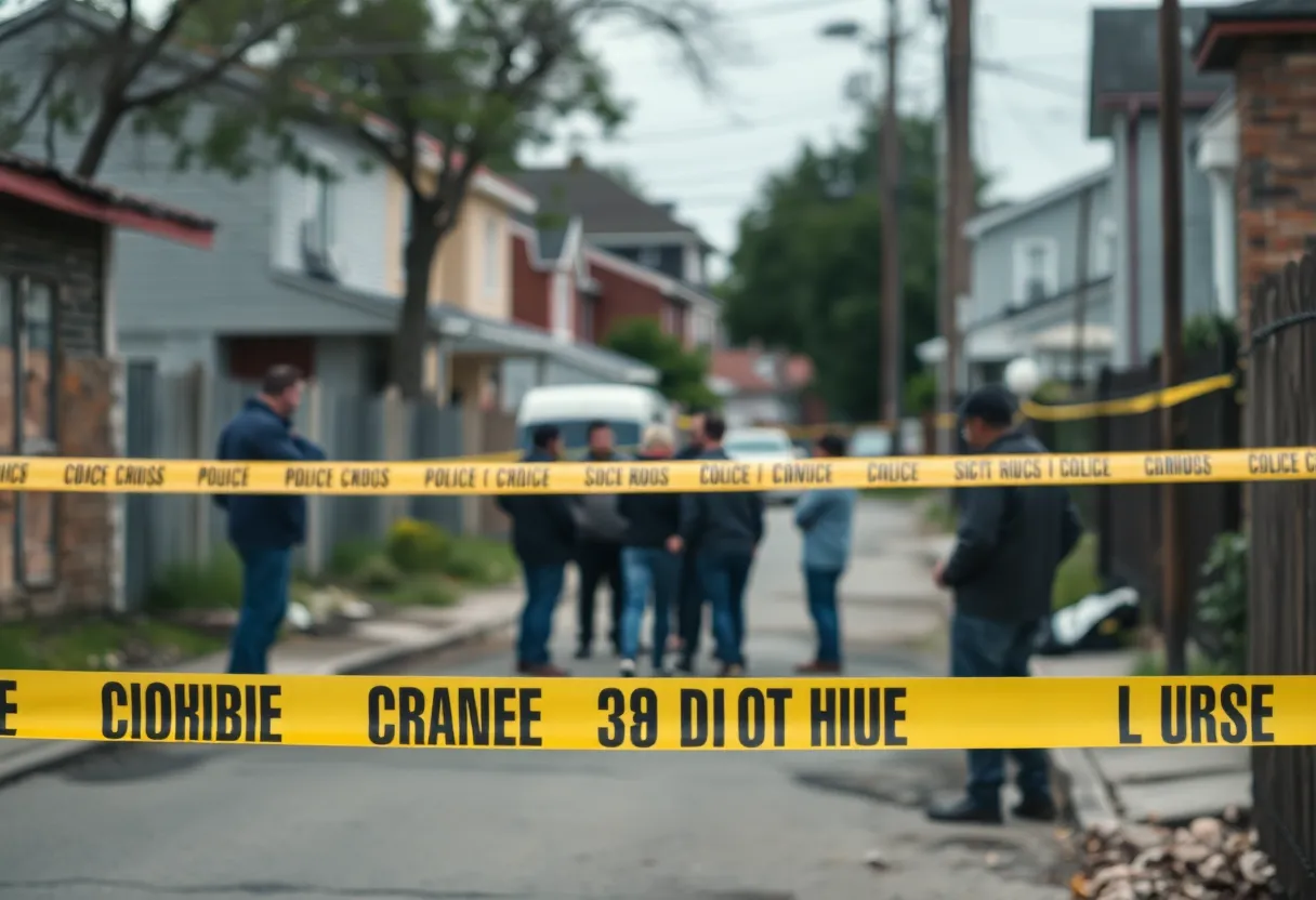 Police tape in a neighborhood following a shooting incident