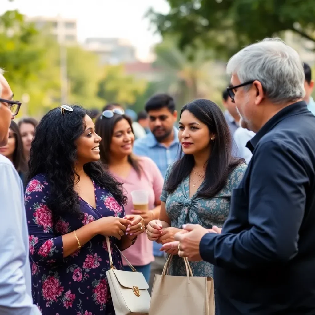 Diverse residents of San Antonio engaged in community discussion.