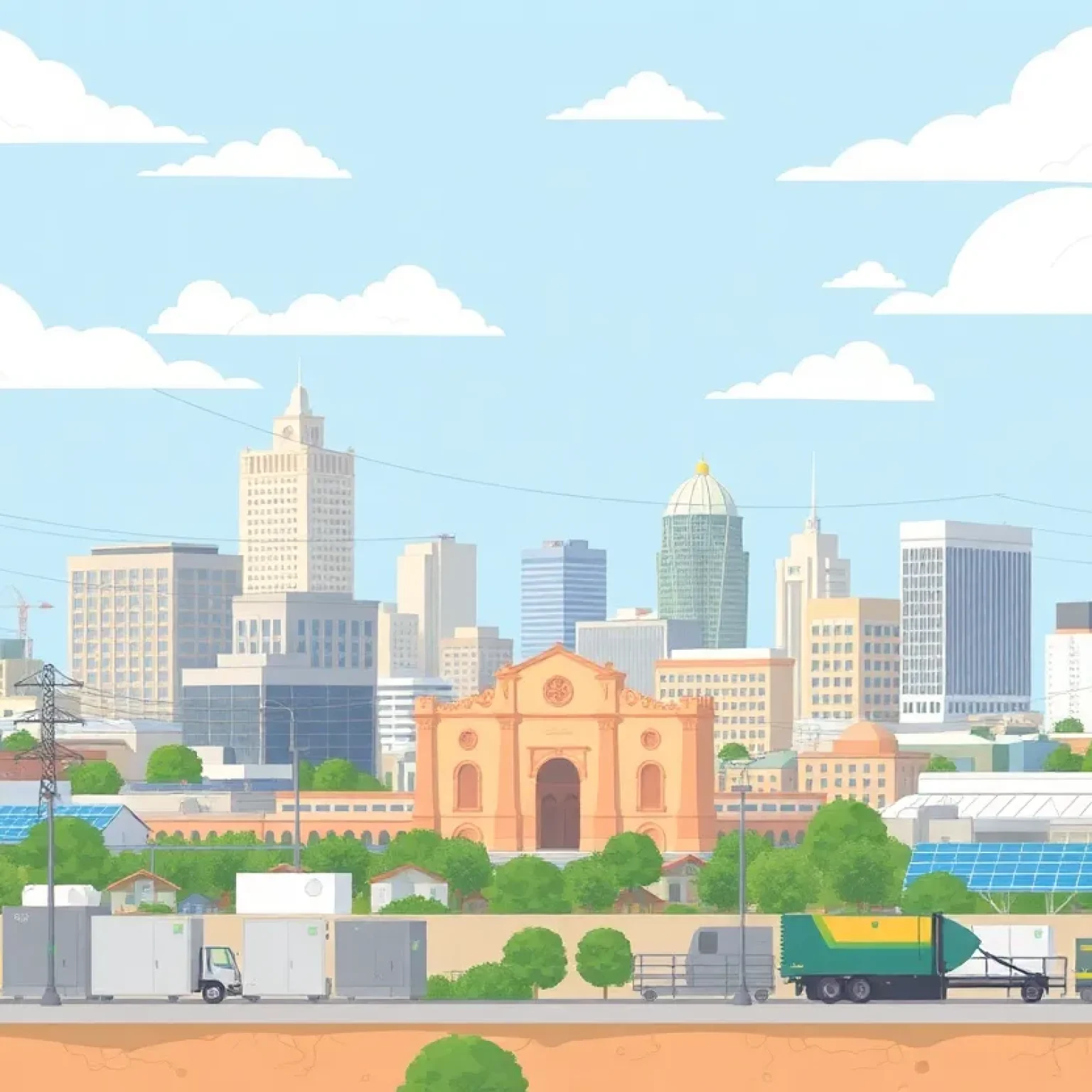 Illustration of San Antonio skyline showcasing energy infrastructure