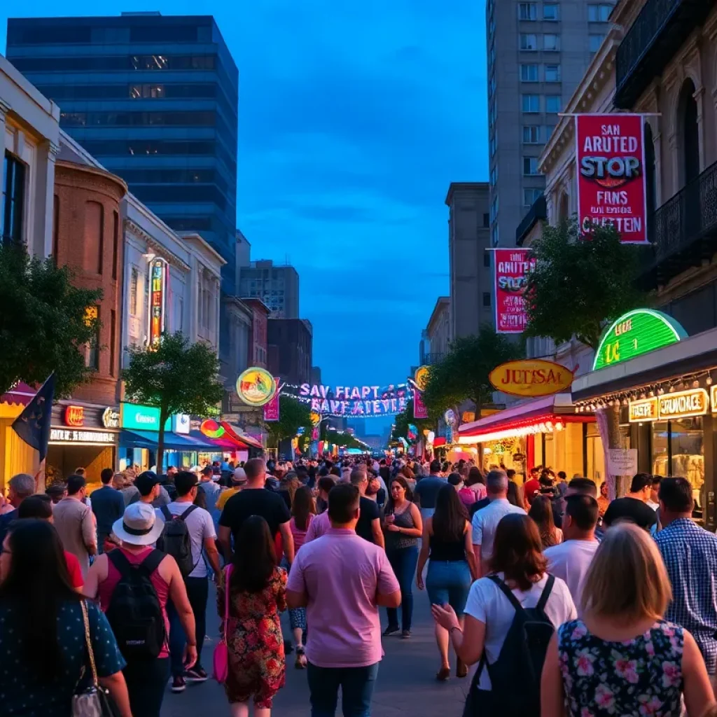 Crowd enjoying live events in San Antonio