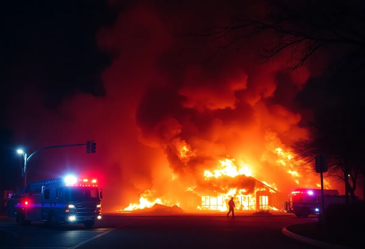 Firefighters combating fire in San Antonio