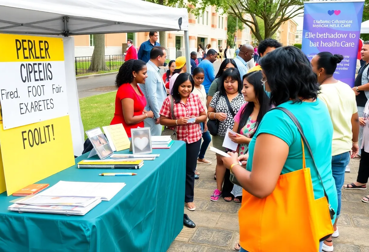 Health fair in San Antonio promoting free foot exams for diabetes care