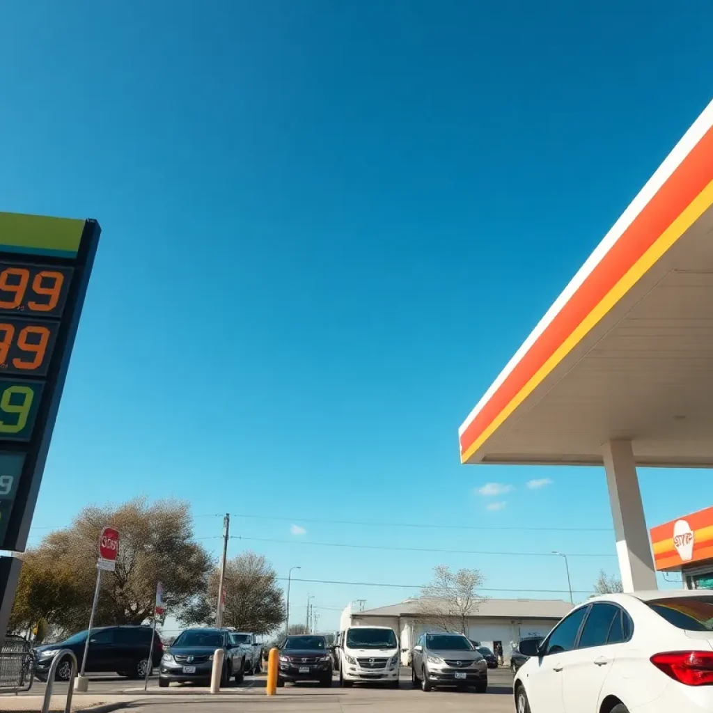 Gas station in San Antonio with visible gas prices