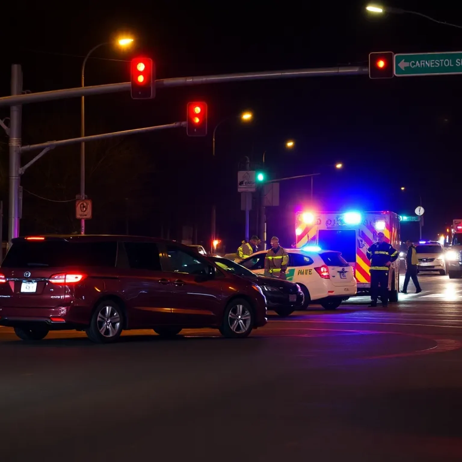 Emergency responders at a collision site in San Antonio