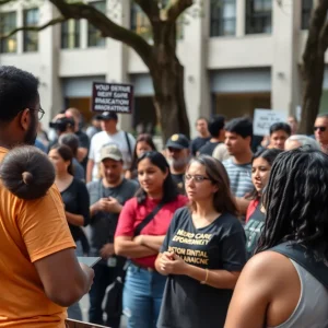 Residents of San Antonio engaged in a community discussion about immigration enforcement.