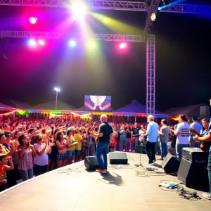 Crowd enjoying live music at an outdoor venue in San Antonio.