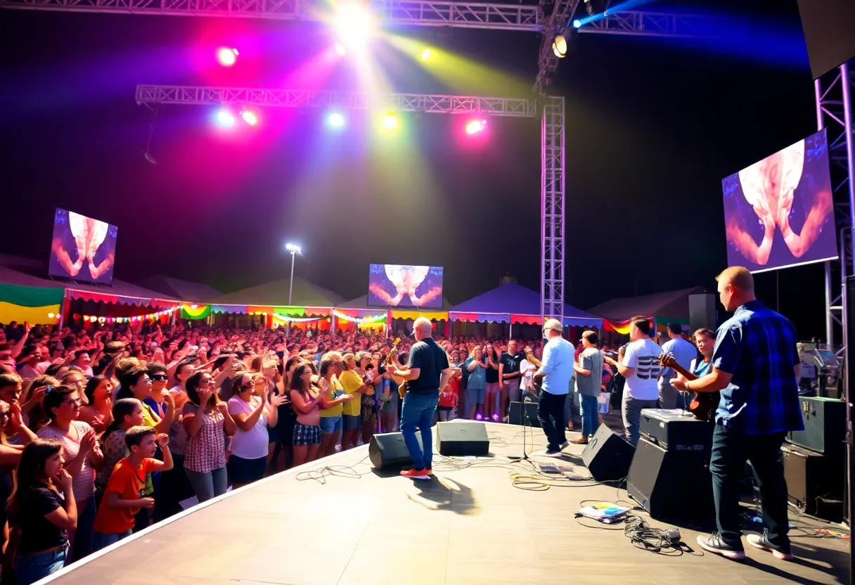 Crowd enjoying live music at an outdoor venue in San Antonio.