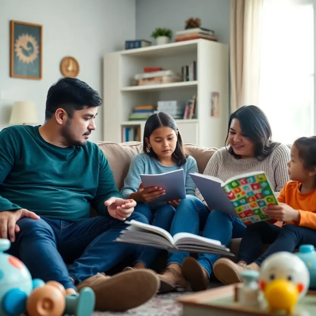 Family having a serious discussion in a comforting home environment about immigration issues