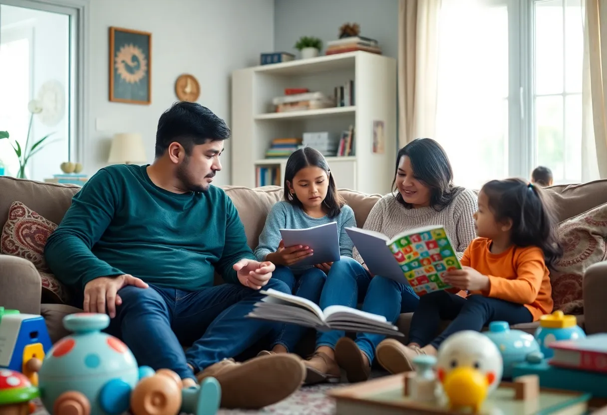 Family having a serious discussion in a comforting home environment about immigration issues