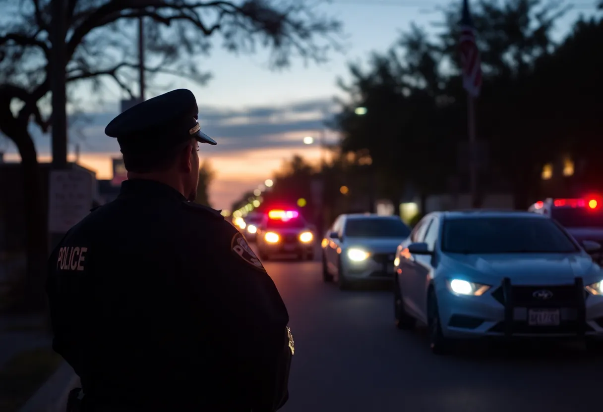 San Antonio police officers on duty during night patrols