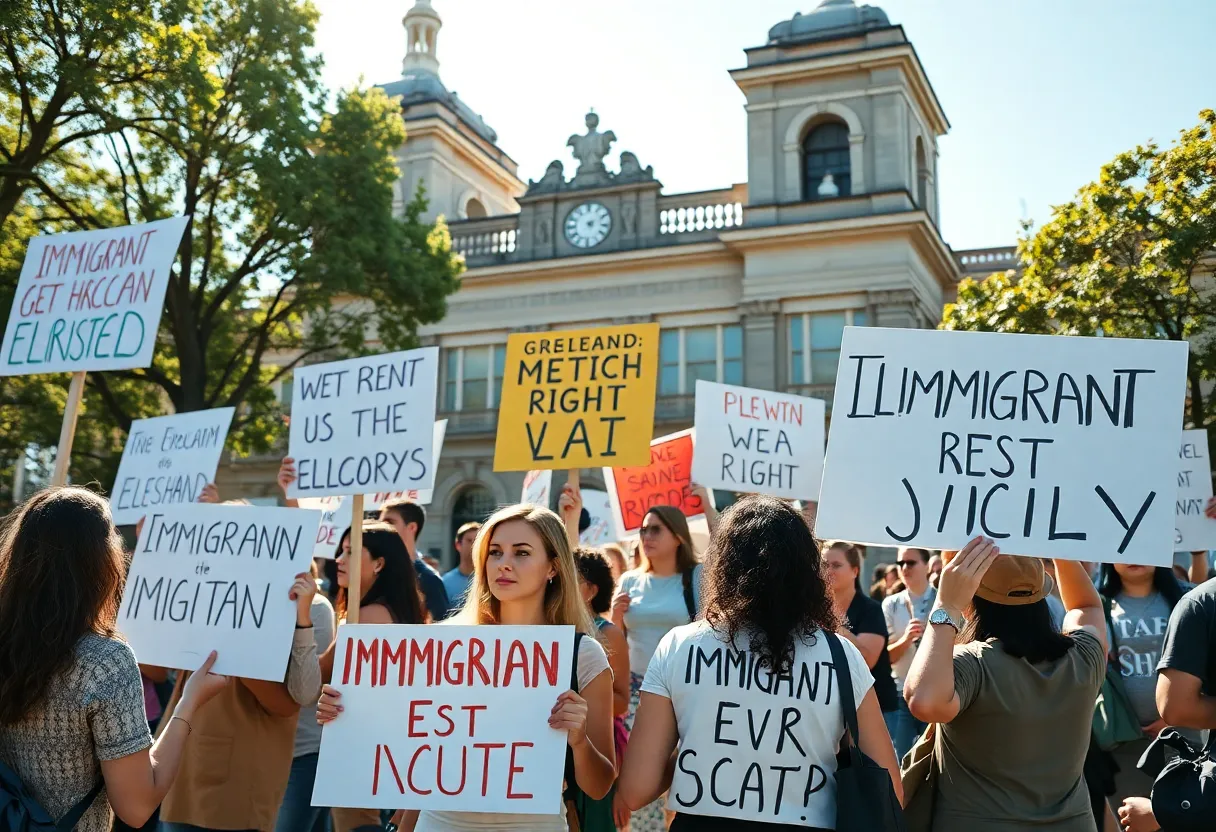 Protesters advocating for immigrant rights in San Antonio