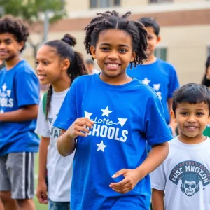 Diverse students participating in sports in San Antonio schools