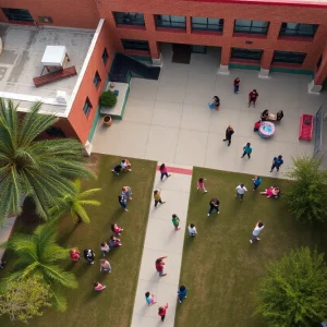 Students playing at a San Antonio school during recess