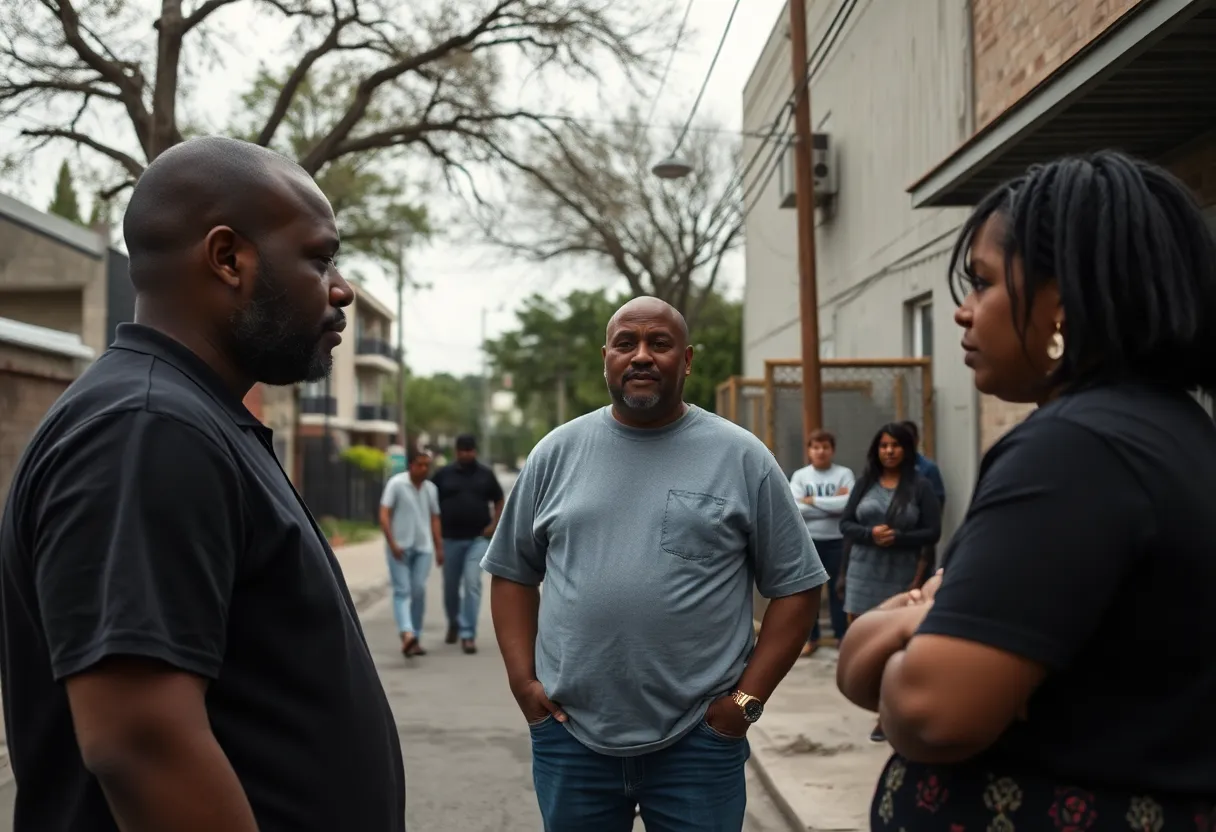 Community members in San Antonio discussing safety after tragic shooting