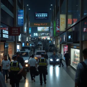 Security guard at a shopping center during an incident