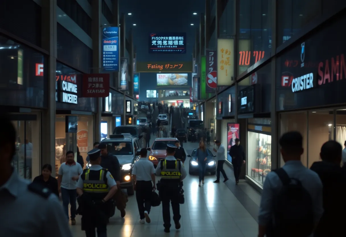 Security guard at a shopping center during an incident