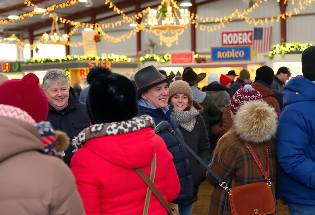 Visitors at the San Antonio Stock Show and Rodeo bundled up for cold weather