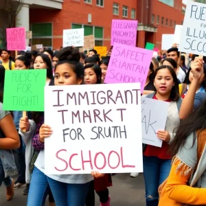 Students protesting against ICE raids in schools