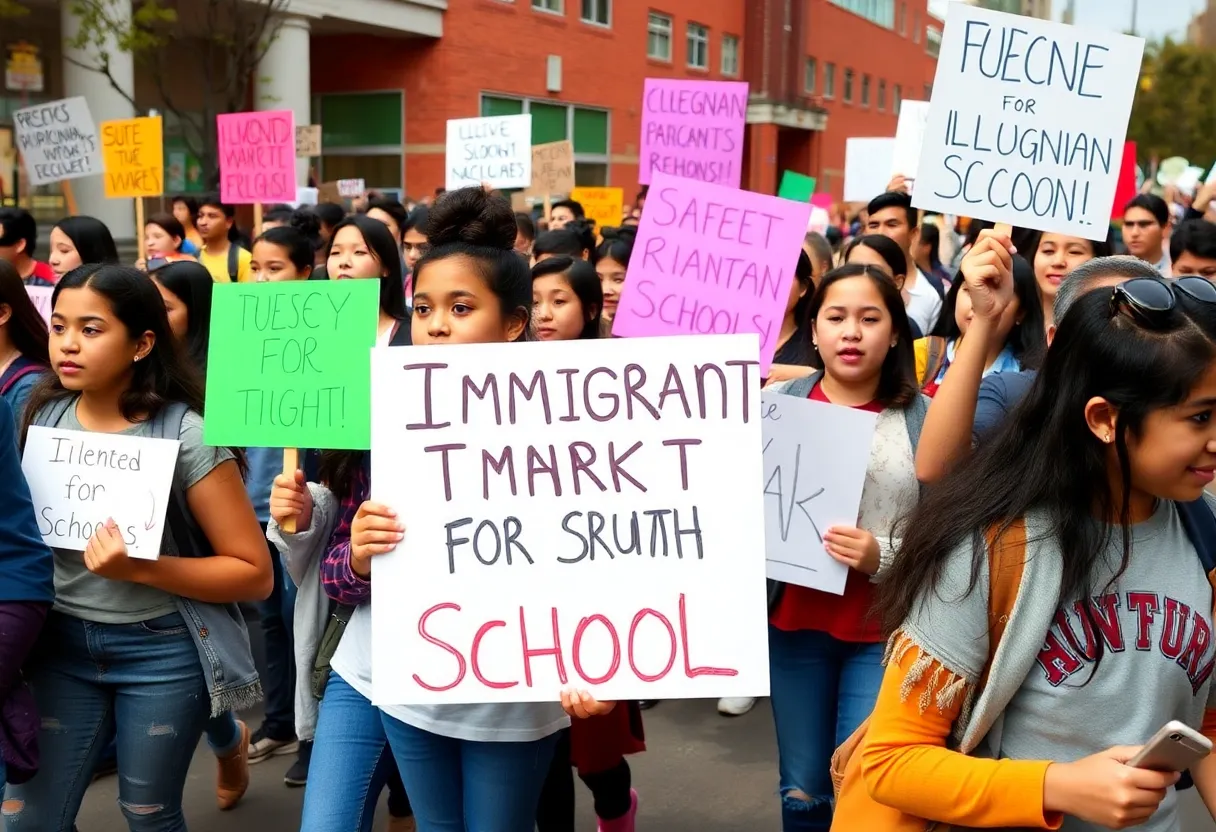 Students protesting against ICE raids in schools