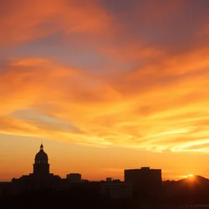 A beautiful sunrise view over the city of San Antonio