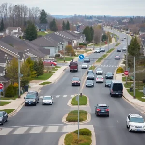 Heavy traffic in a suburban neighborhood in San Antonio