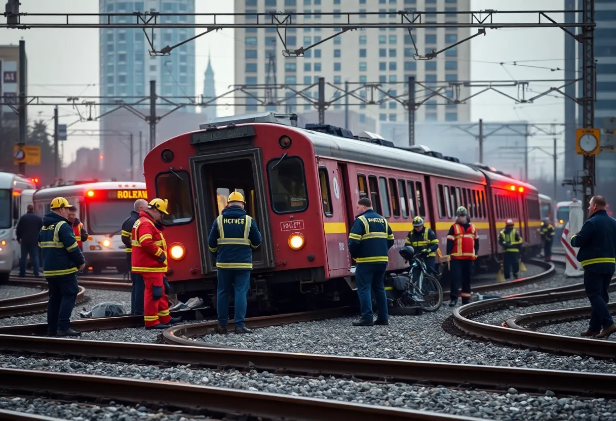 Emergency responders at the scene of a train accident in San Antonio