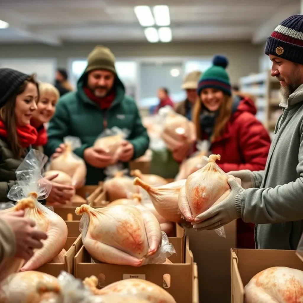 Volunteers collecting turkeys for San Antonio's turkey drive