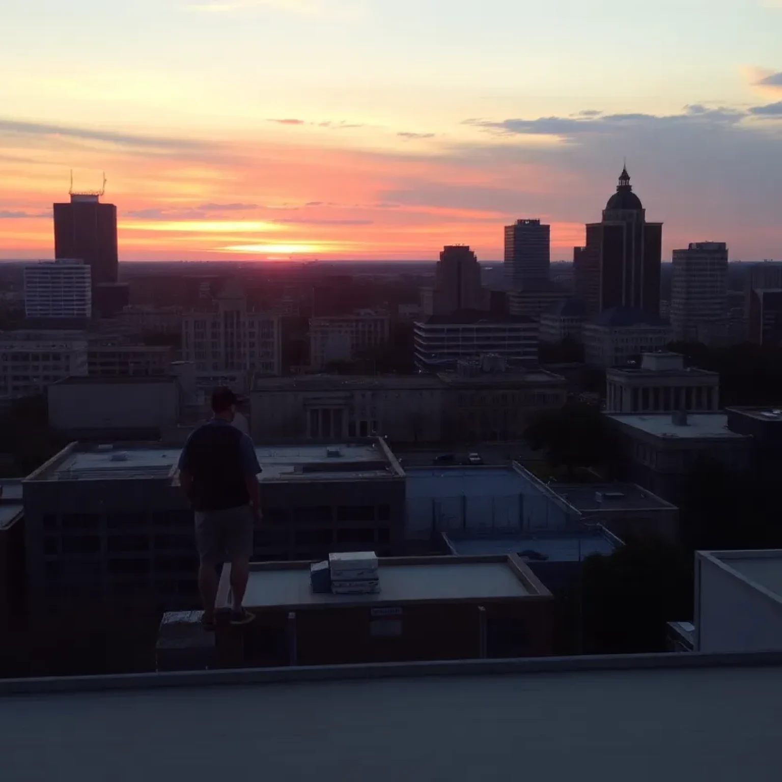 San Antonio skyline with clouds, symbolizing community unrest and reflection after recent violent incidents