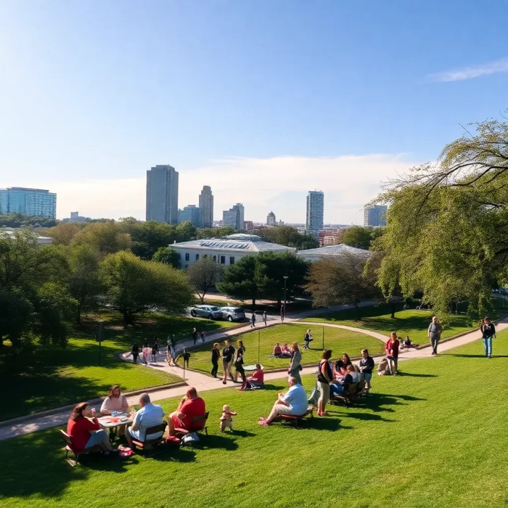 People enjoying a sunny February day in San Antonio park