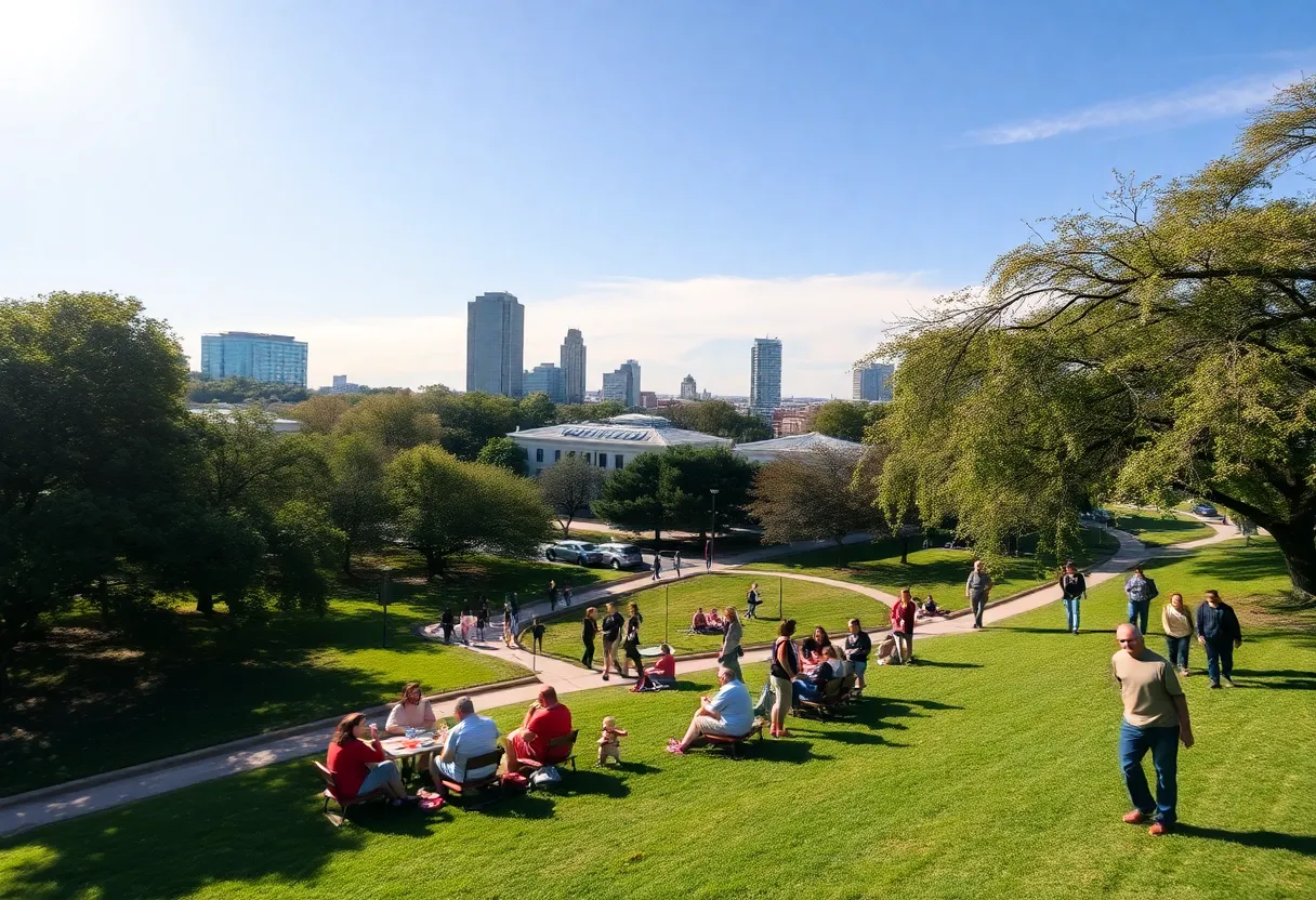 People enjoying a sunny February day in San Antonio park