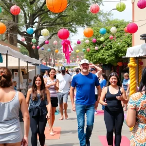 A collage of various weekend events happening in San Antonio, including art markets and yoga.