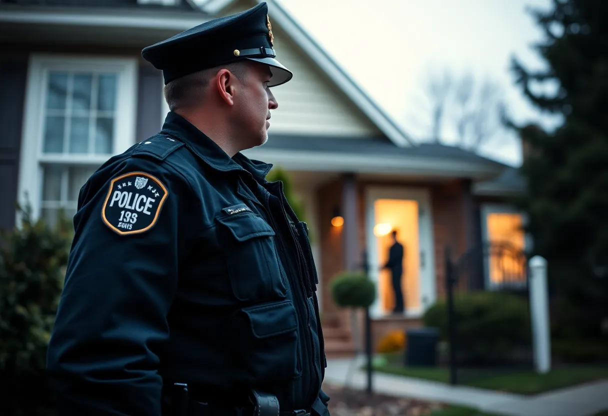 Police officers outside a home during an arrest incident