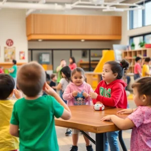 Children participating in activities at a new youth facility in San Antonio