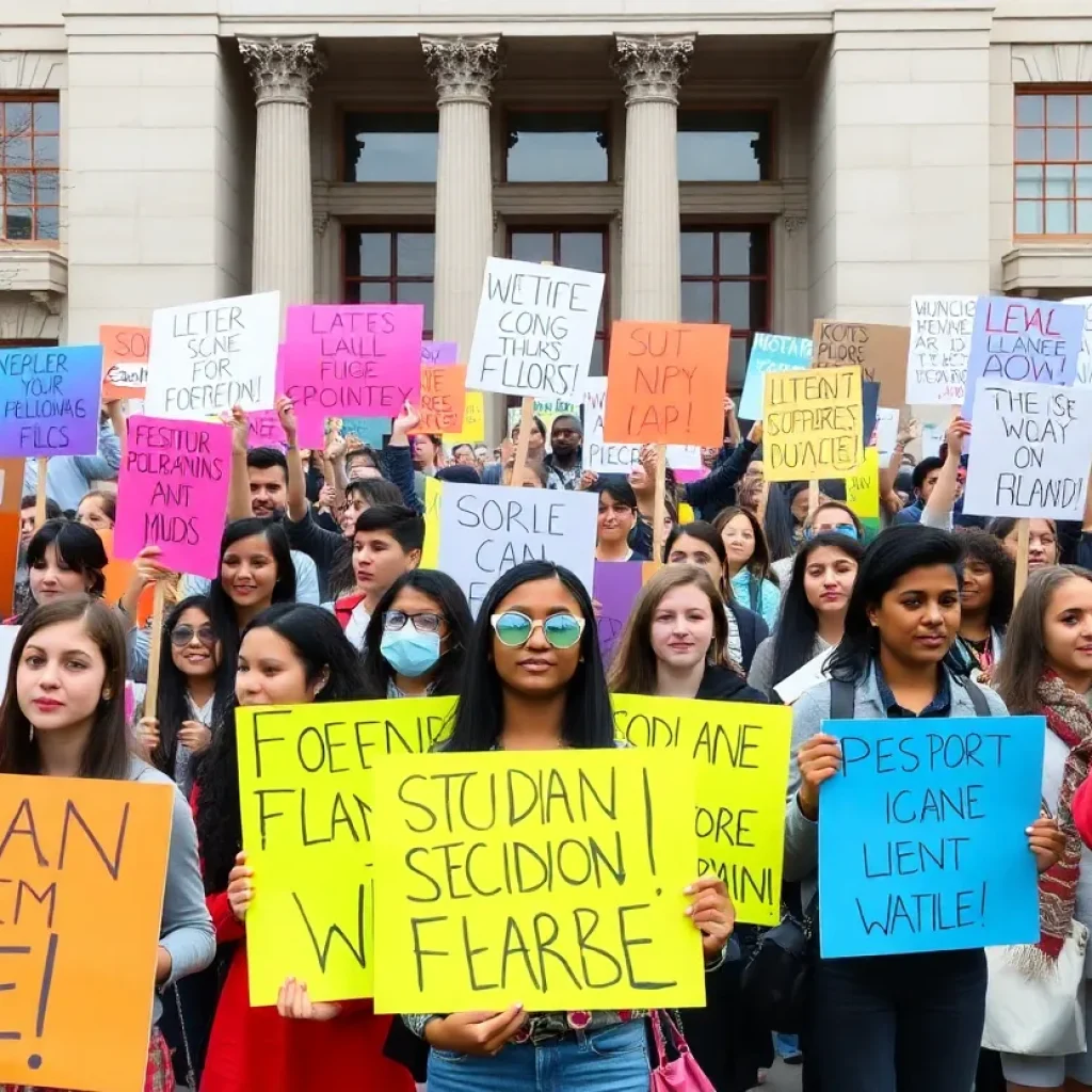 Students protesting against immigration policies in San Antonio