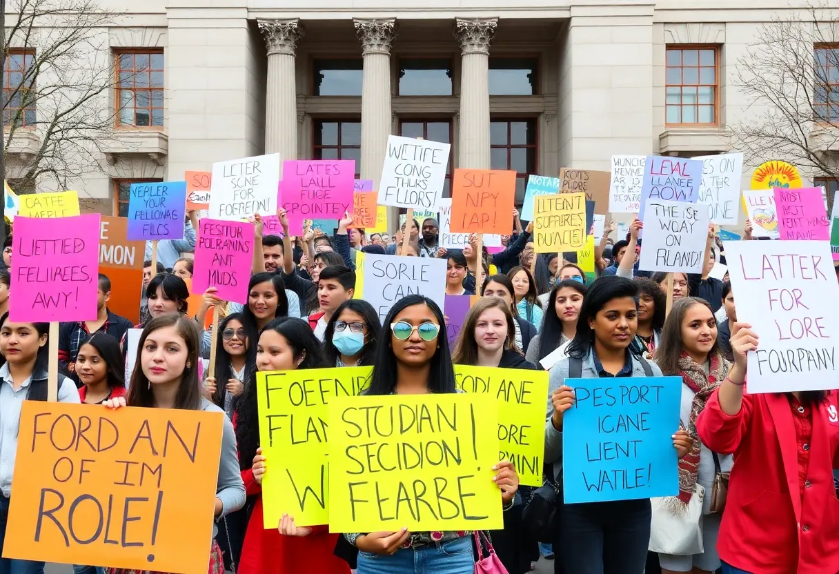 Students protesting against immigration policies in San Antonio