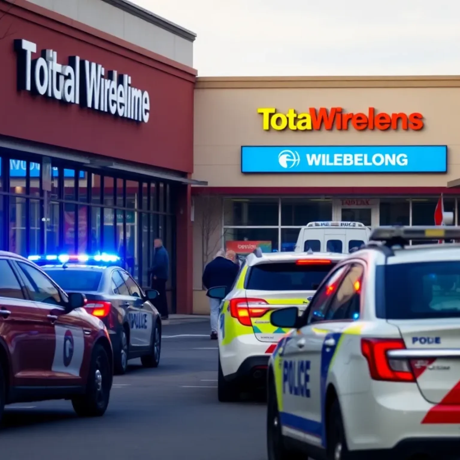 Police investigating a shootout outside Total Wireless store