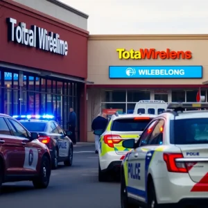 Police investigating a shootout outside Total Wireless store