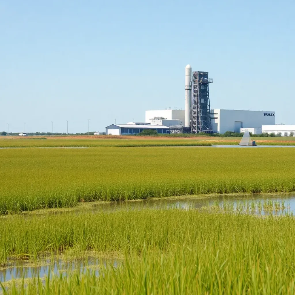 Wetlands of South Texas with SpaceX facility present