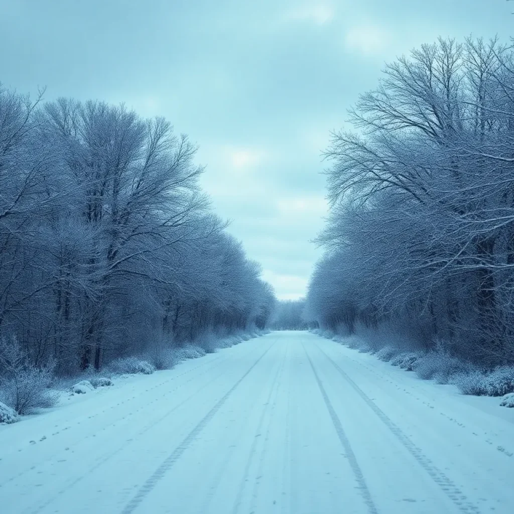 Icy landscape in Texas during winter cold snap