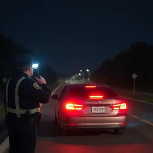 Police conducting a traffic stop at night in San Antonio