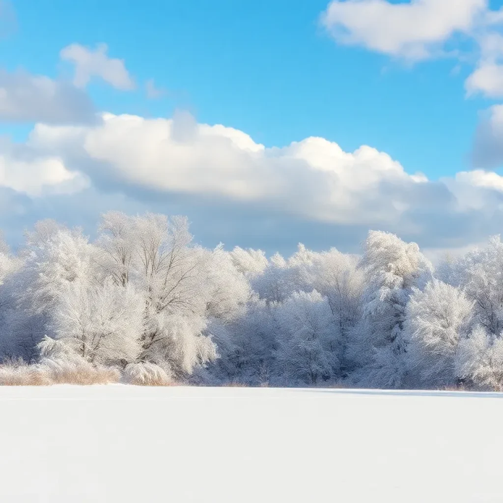 Winter landscape in the Twin Cities with snow-covered trees