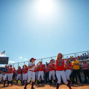 UNT Softball team playing during the 2025 season kickoff