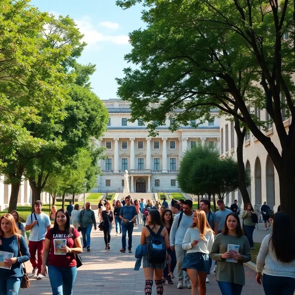 Students on the University of Texas at Austin campus